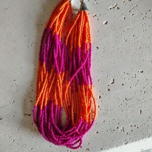 Pink & orange beaded necklace